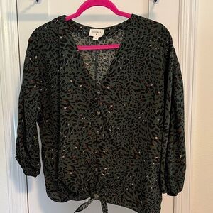 Green Leopard Print Women's Top